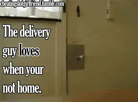 Delivery dare with a sneaky touch from the delivery guy .